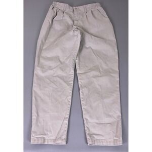 Lee Relaxed Fit Khaki Pants Women's 16M Beige Pleated High Rise Tapered Chinos